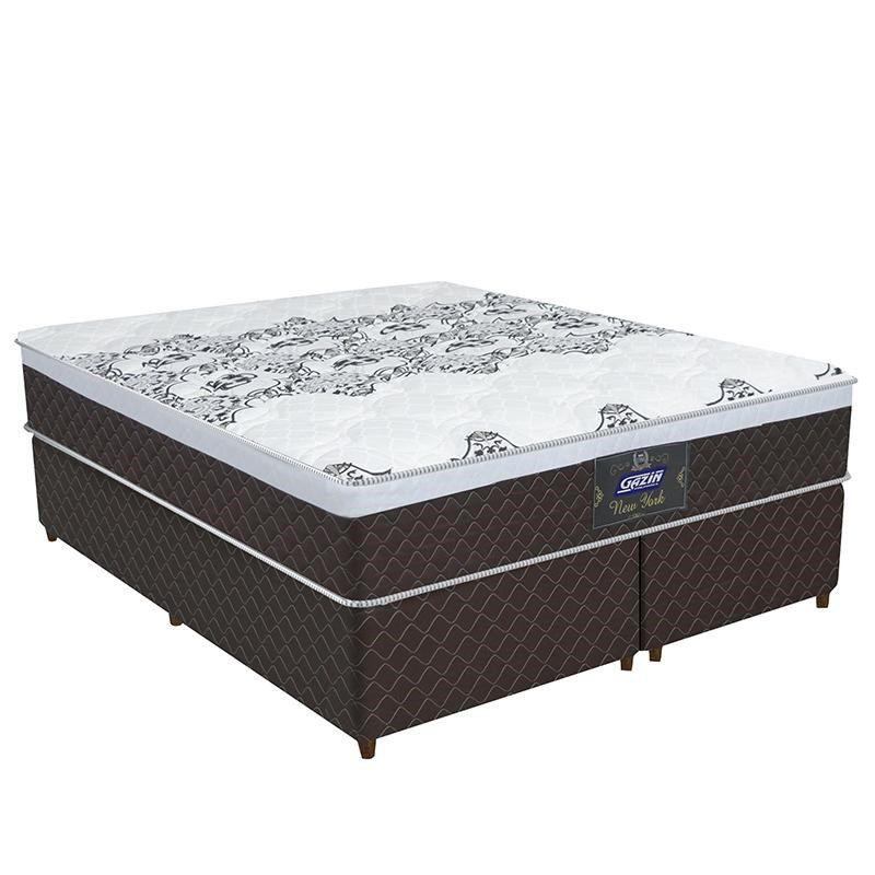 Conjunto Box Queen New York NW Molas Ensacadas 158x198 Marrom